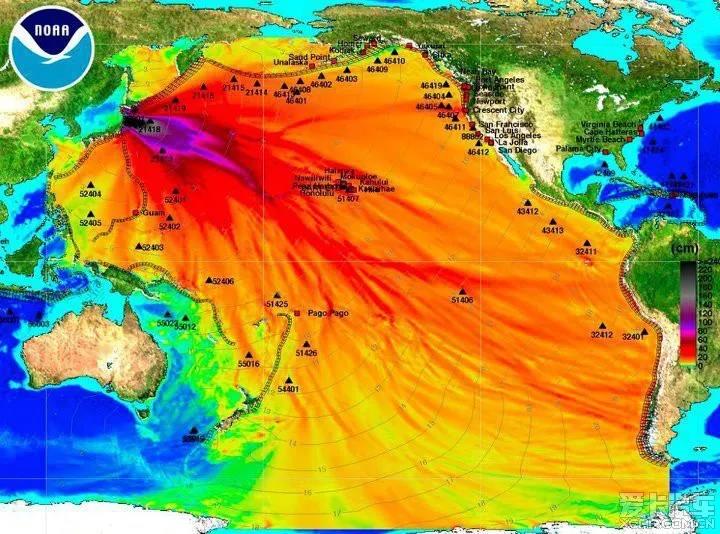 日本核污水排入大海的辐射模拟图