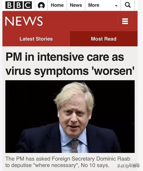 太惨烈了，英国首相病情恶化，被送进ICU抢救！
