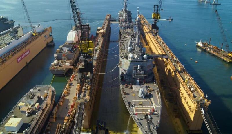 美国船厂炫耀“一坞双舰”维护能力 船坞为中国制造