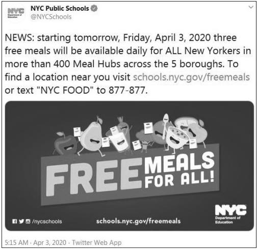 纽约向全体市民发放免费三餐，但美国网友却高兴不起来