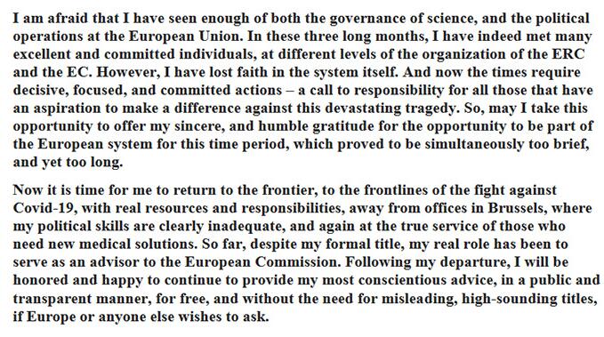 辞职接二连三 欧盟首席科学家莫罗对体系失望毅然离去！